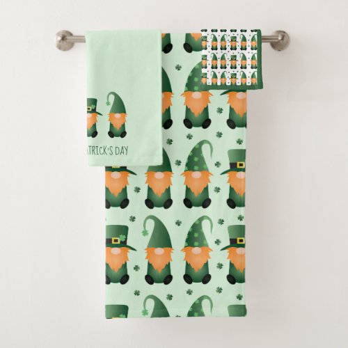 St Patricks Day Gnome Pattern Bath Towel Set