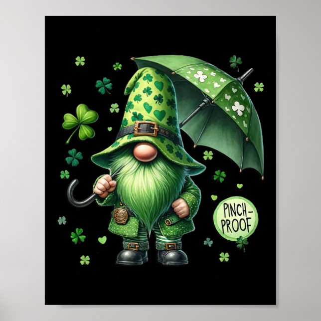 St Patricks Day Gnome With Green Beard Funny Pinch Poster (Front)