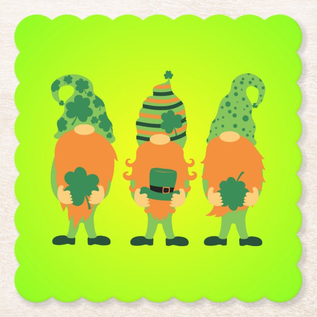 St. Patrick's Day Gnomes-59065 Paper Coaster (Front)