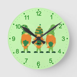 St. Patrick's Day Gnomes-59065 Round Clock