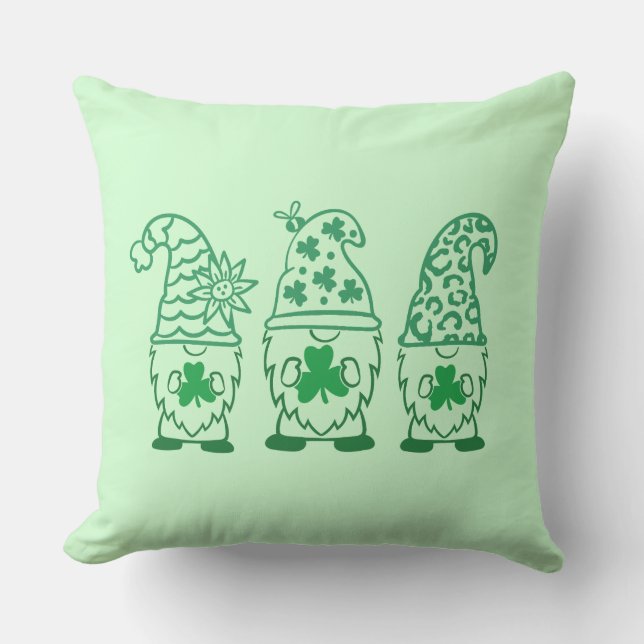 St. Patrick's Day Gnomes-60682 Throw Pillow (Front)