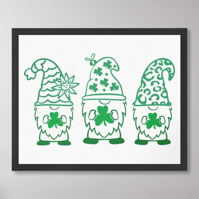 St. Patrick's Day Gnomes-67845 Framed Art (Framed Front)