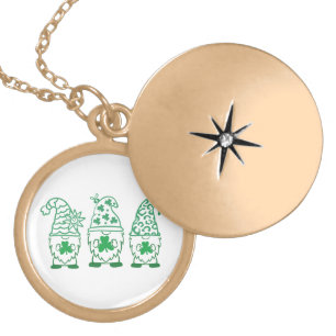 St. Patrick's Day Gnomes-67845 Gold Plated Necklace