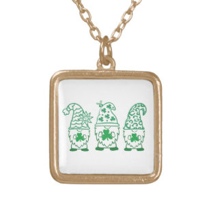 St. Patrick's Day Gnomes-67845 Gold Plated Necklace