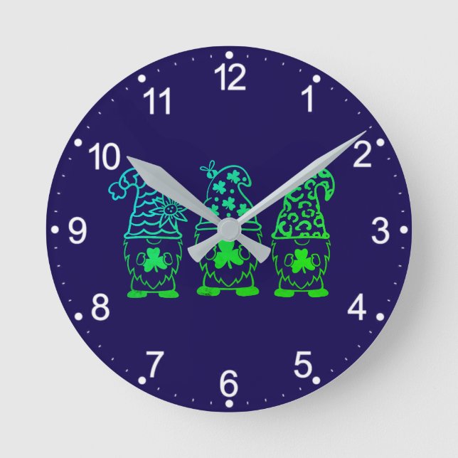 St. Patrick's Day Gnomes-67845 Round Clock (Front)