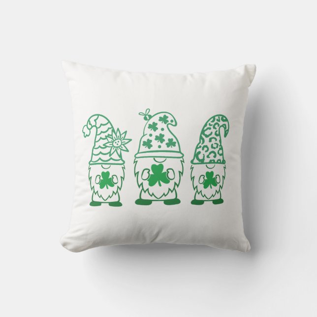 St. Patrick's Day Gnomes-67845 Throw Pillow (Front)