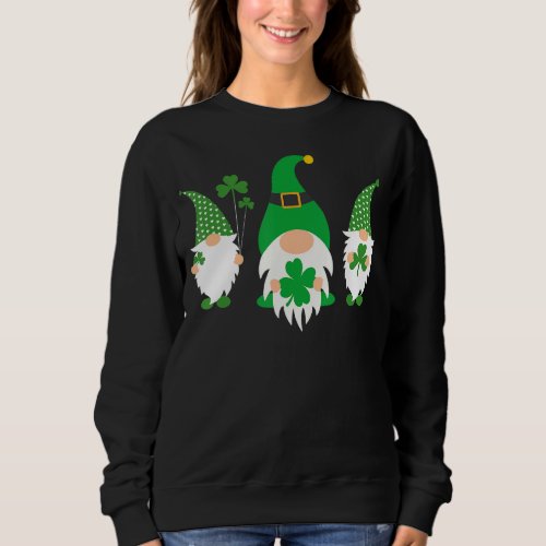 St Patricks Day Gnomes Buffalo Plaid Shamrock Wome Sweatshirt