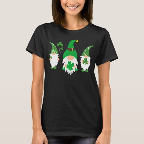 St Patricks Day Gnomes Buffalo Plaid Shamrock Wome T_Shirt