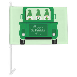 St. Patrick's Day Gnomes in Truck Car Flag