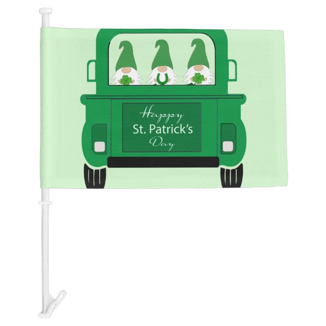 St. Patrick's Day Gnomes in Truck Car Flag (Front)