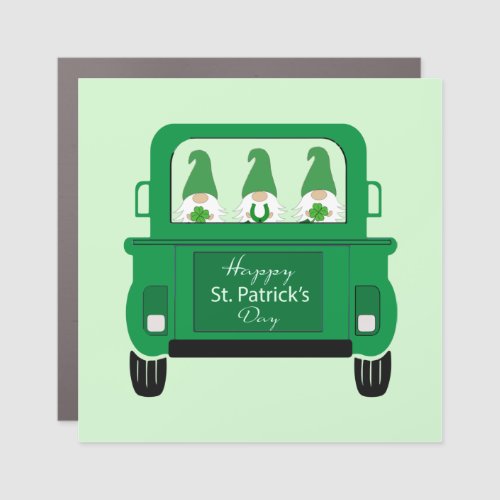 St Patricks Day Gnomes in Truck Car Magnet