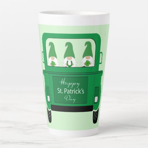 St Patricks Day Gnomes in Truck Latte Mug