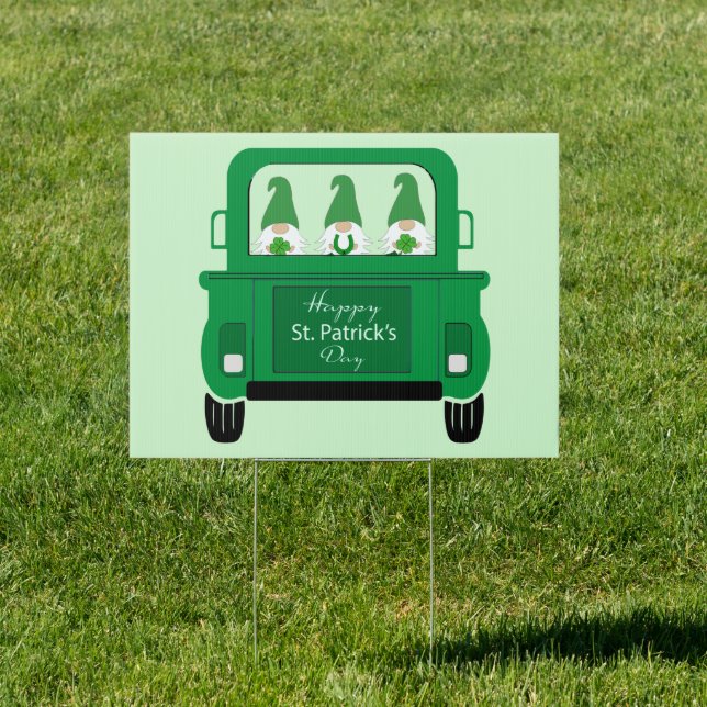 St. Patrick's Day Gnomes in Truck Sign (Insitu)