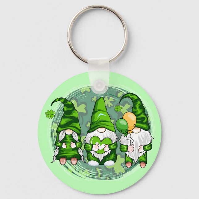 St. Patrick's Day Gnomes Shamrock Gnomes-54989 Keychain (Front)