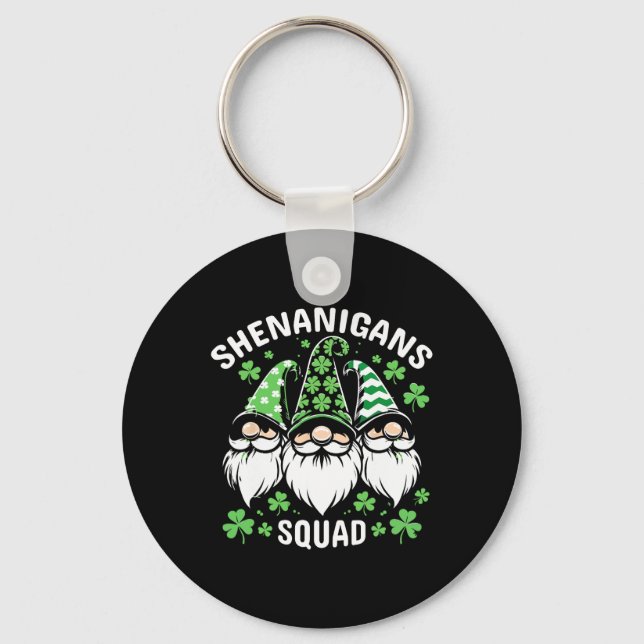 St Patricks Day Gnomes Shenanigans Squad 2024 Men  Keychain (Front)