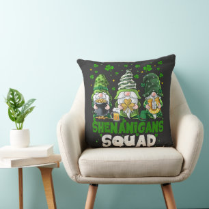 St Patricks Day Gnomes Shenanigans Squad Saint Throw Pillow