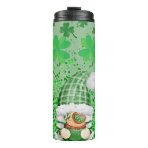 St. Patrick's Day Gnomes with Shamrocks and Green Thermal Tumbler