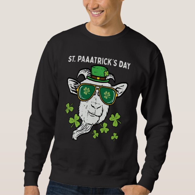 St Patricks Day Goat Head Saint Pattys Farmer Men  Sweatshirt (Front)