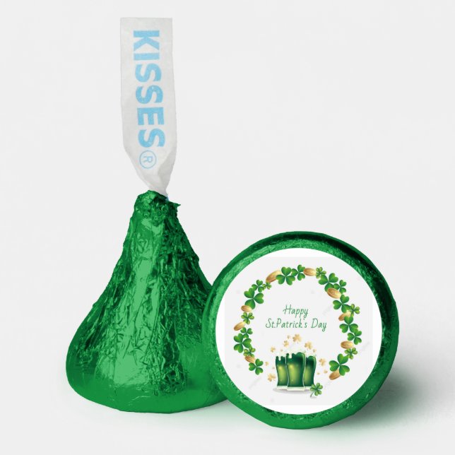 St Patrick's Day Gold Coin Green Clover Hershey®'s Kisses® (Front)