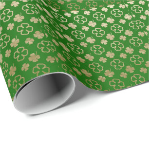 St. Patrick's Day Gold Green Wrapping Paper