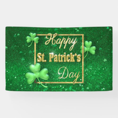 St Patricks Day Gold Shamrock Banner