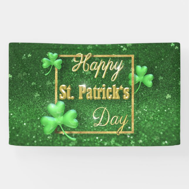 St. Patrick's Day Gold Shamrock Banner (Horizontal)