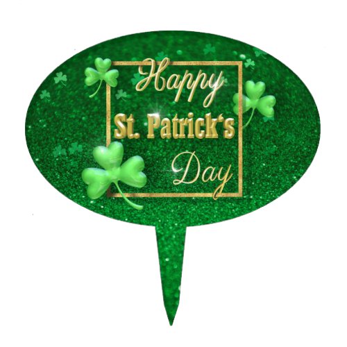 St Patricks Day Gold Shamrock Cake Topper