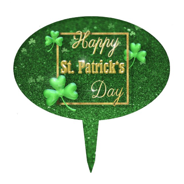 St. Patrick's Day Gold Shamrock Cake Topper (Front)