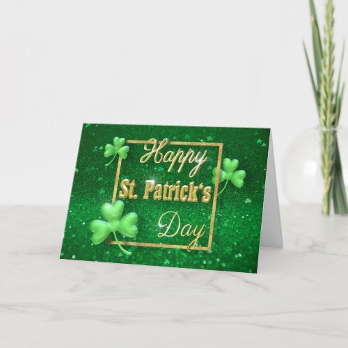 St Patricks Day Gold Shamrock Card