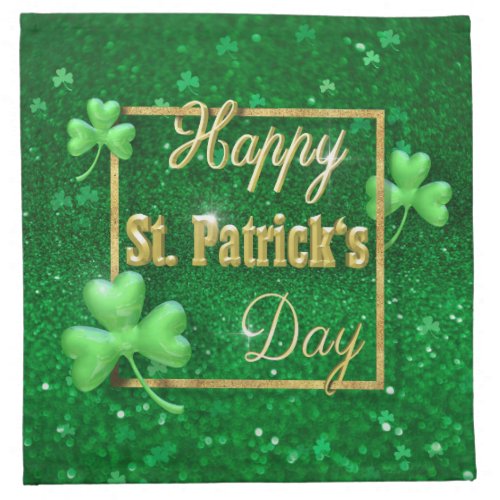 St Patricks Day Gold Shamrock Cloth Napkin