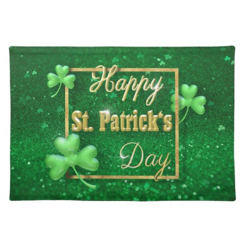 St Patricks Day Gold Shamrock Cloth Placemat