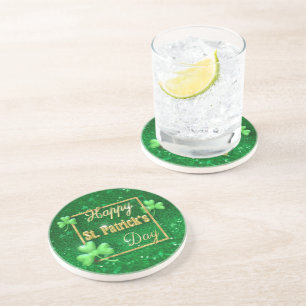 St. Patrick's Day Gold Shamrock Coaster