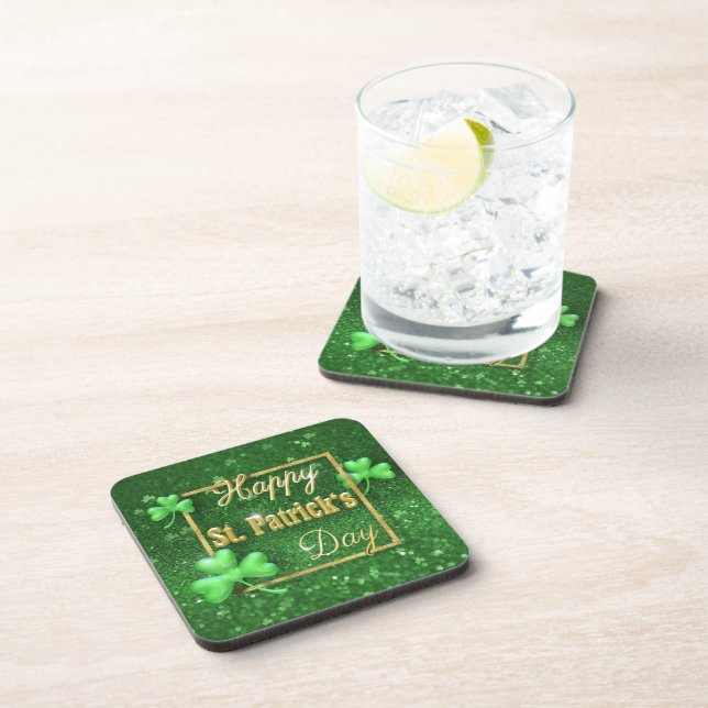 St. Patrick's Day Gold Shamrock Coaster (Right Side)