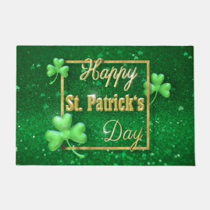 St. Patrick's Day Gold Shamrock Doormat