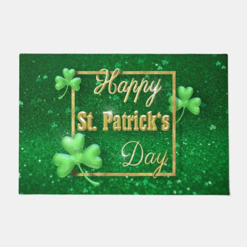 St Patricks Day Gold Shamrock Doormat