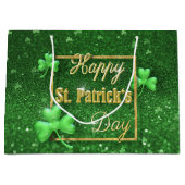 St. Patrick's Day Gold Shamrock Large Gift Bag (Front)