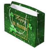 St. Patrick's Day Gold Shamrock Large Gift Bag (Back Angled)