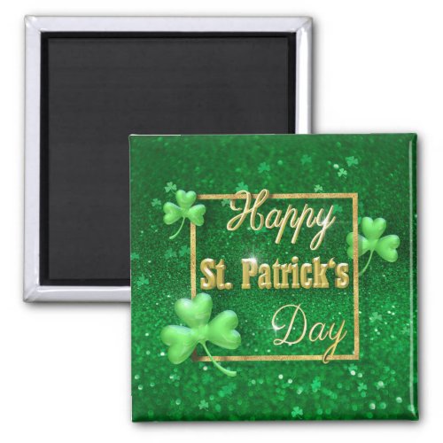St Patricks Day Gold Shamrock Magnet