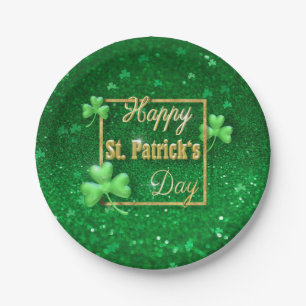 St. Patrick's Day Gold Shamrock Paper Plates