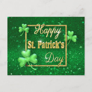 St. Patrick's Day Gold Shamrock Postcard