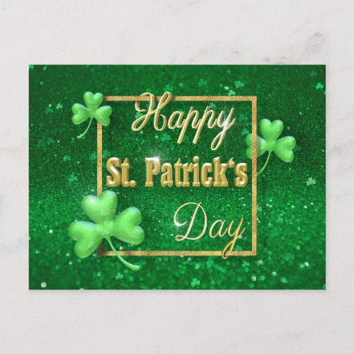 St Patricks Day Gold Shamrock Postcard