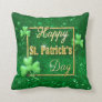 St. Patrick's Day Gold Shamrock Throw Pillow