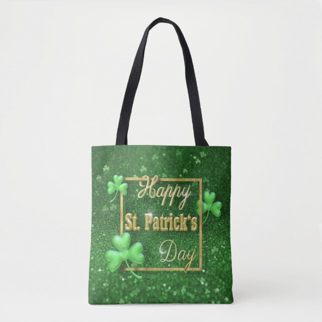 St. Patrick's Day Gold Shamrock Tote Bag (Front)