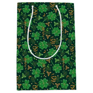 St Patricks day Gold Trefoil Ribbon Lucky Shamrock