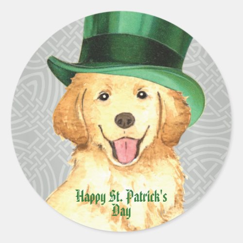 St Patricks Day Golden Classic Round Sticker
