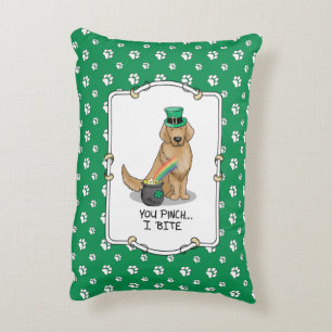 St. Patrick's Day Golden Retriever Dog Accent Pillow