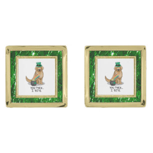 St. Patrick's Day Golden Retriever Dog Cufflinks