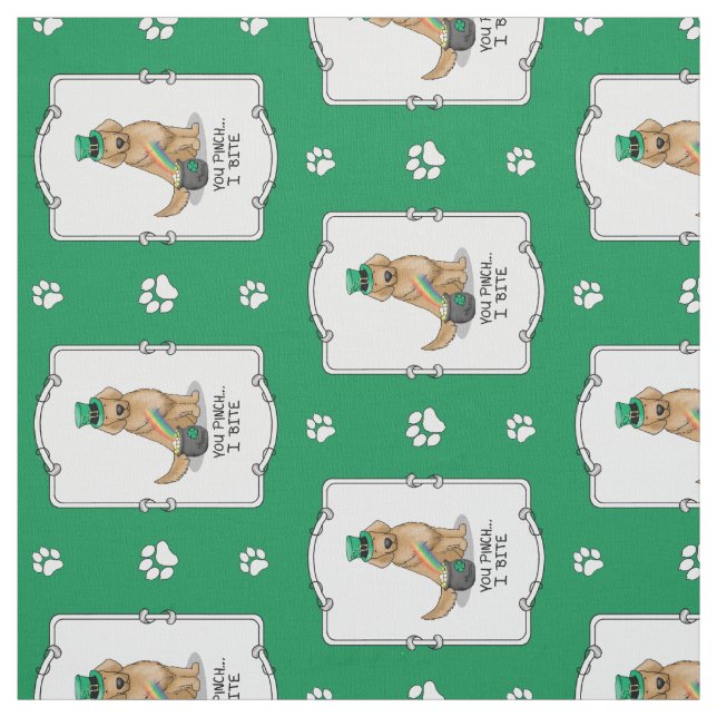 St. Patrick's Day Golden Retriever Dog Fabric (Swatch)