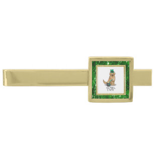 St. Patrick's Day Golden Retriever Dog Gold Finish Tie Bar