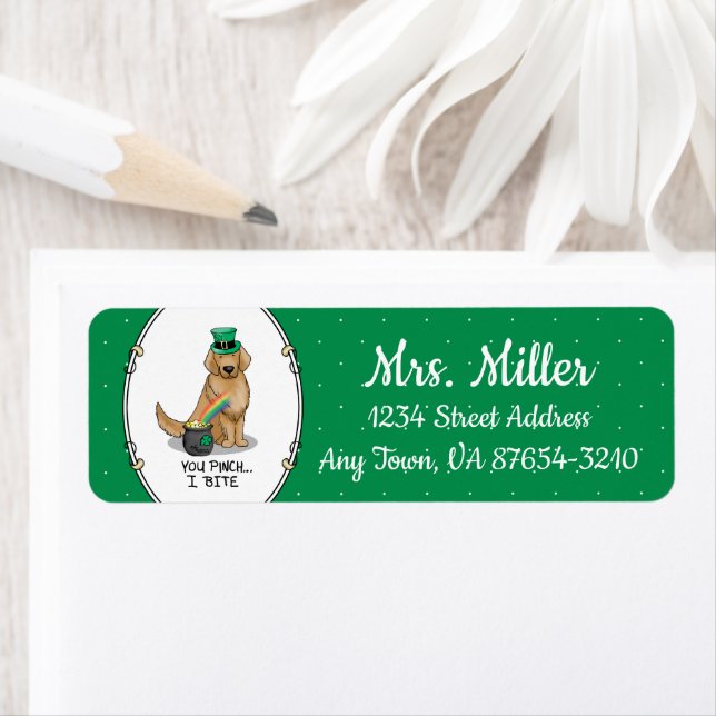 St. Patrick's Day Golden Retriever Dog Label (Insitu)